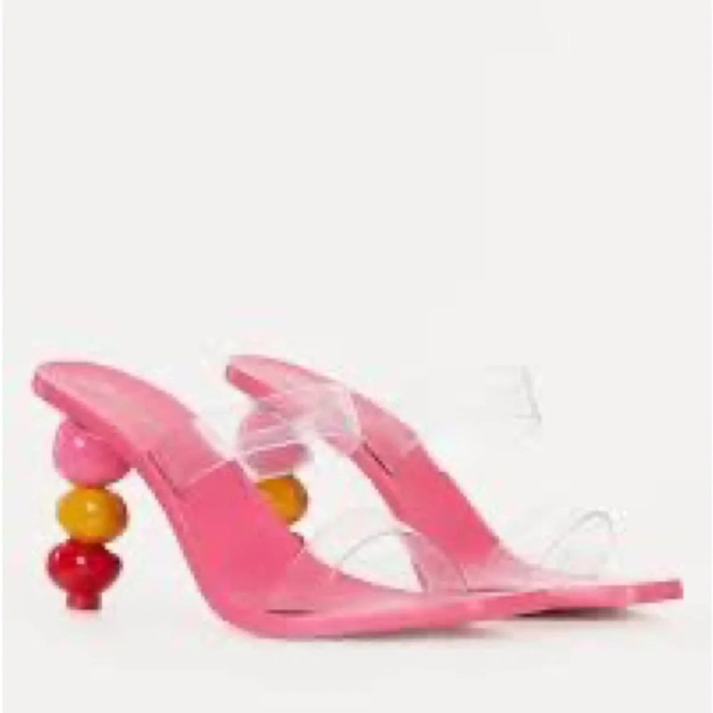 Cult Gaia Shoe: Meta-Stone Stacked Heels in Pink & Multi - Picture 5 of 5